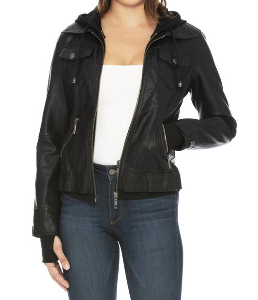 Coalition La - Girl Next Door Vegan Leather Hooded Jacket