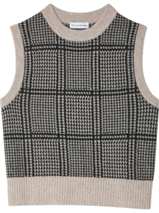 White + Warren - Cashmere Houndstooth Shell Vest