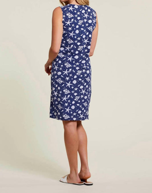 Tribal - Oceana Navy Side Snap Sleeveless Dress