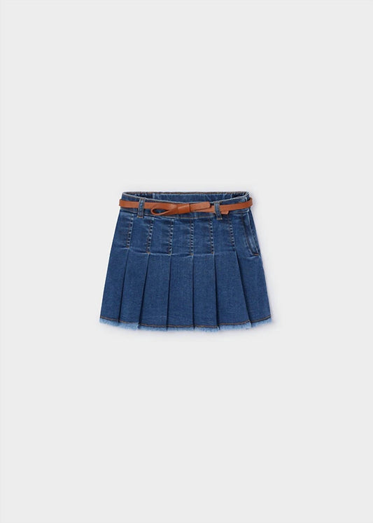 Mayoral - Pleated Denim Skirt W/ Belt