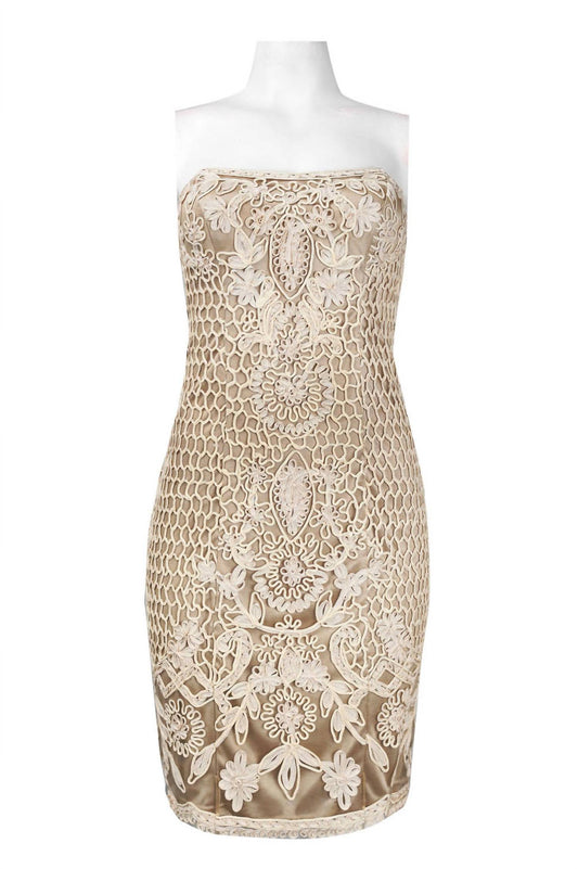 Sue Wong - Strapless Scalloped Embroidered Dress