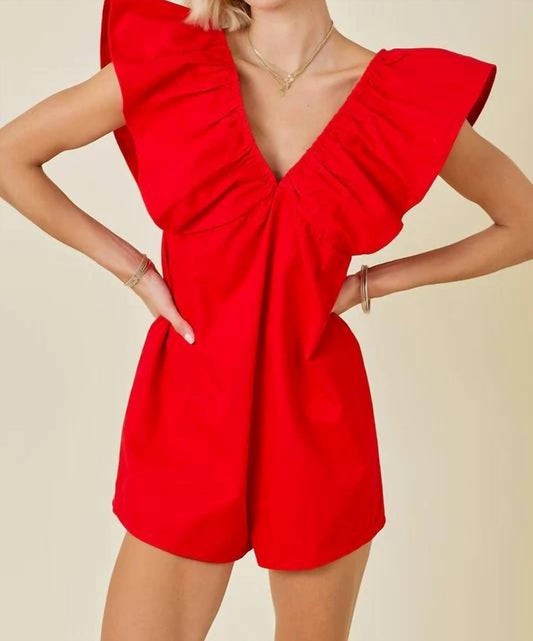 Day + Moon - Denim V-neck Sleeveless Romper