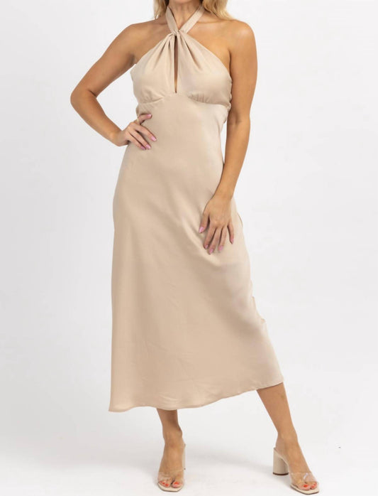 Le Lis - HALTER TIE SATIN MIDI DRESS
