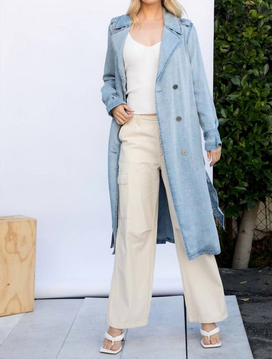 Davi & Dani - Tencel Denim Garment Washed Trench Coat