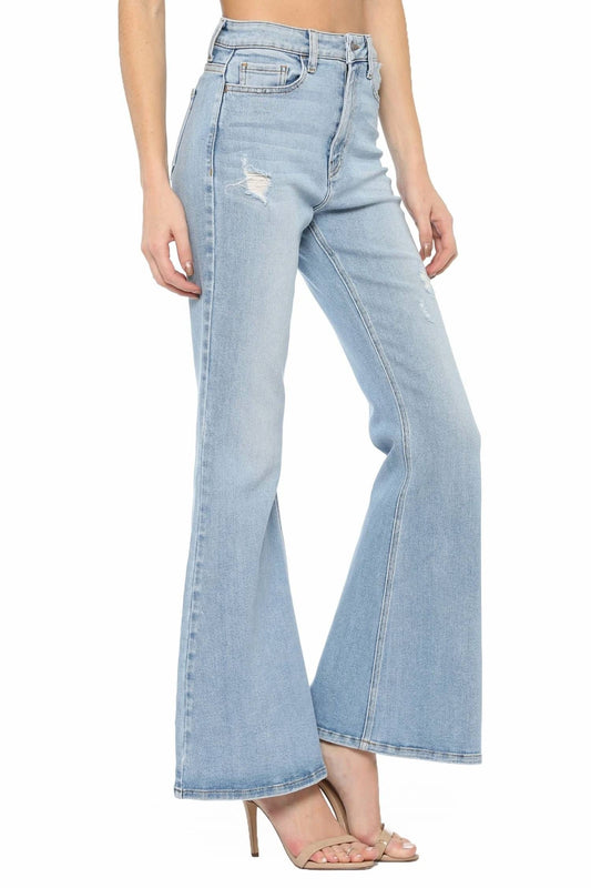 Cello - High Rise Distressed Super Flare Jeans