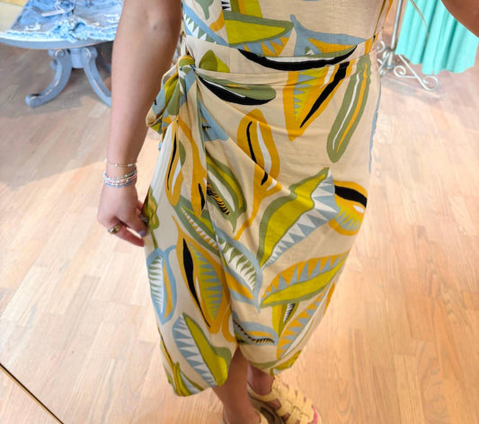 Karlie - Abstract Leaf Wrap Tank Dress