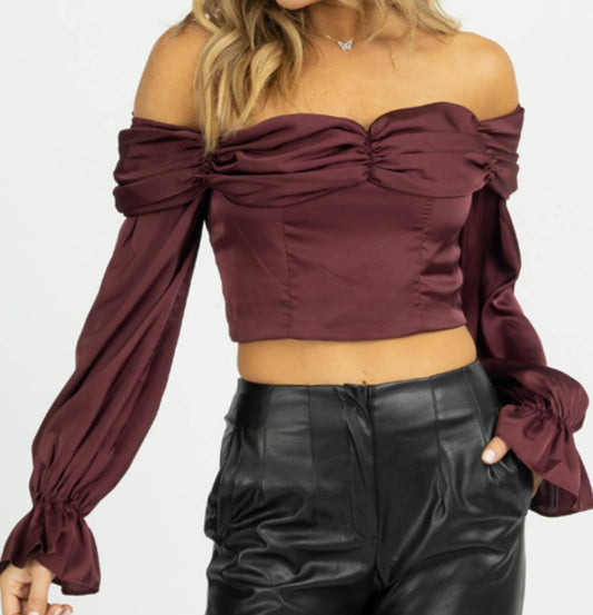 SATIN OFF SHOULDER BLOUSE