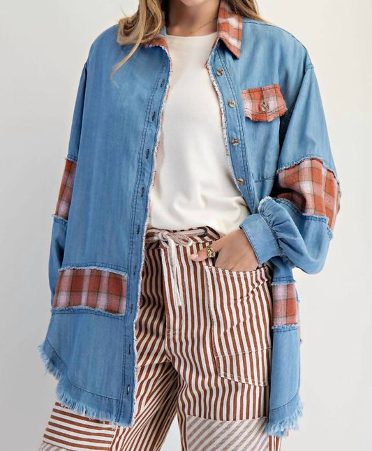 Easel - Plaid Chambray Button Down Shirt