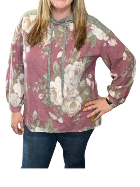 Honeyme - Floral Puff Sleeve Hoodie