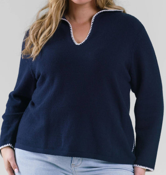 Nic + Zoe - Blanket Stitch Getaway Sweater - Plus Size