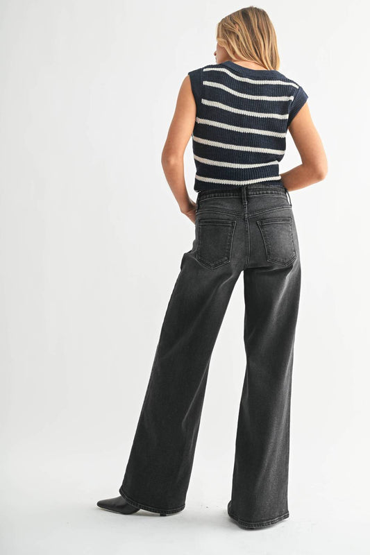 Just Black Denim - Wide-leg High Rise Denim