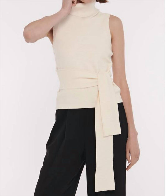 Toccin - Celeste Sleeveless Tie-front Turtleneck Top