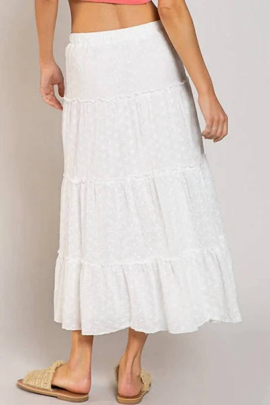 Pol - Eyelet Tiered Maxi Skirt