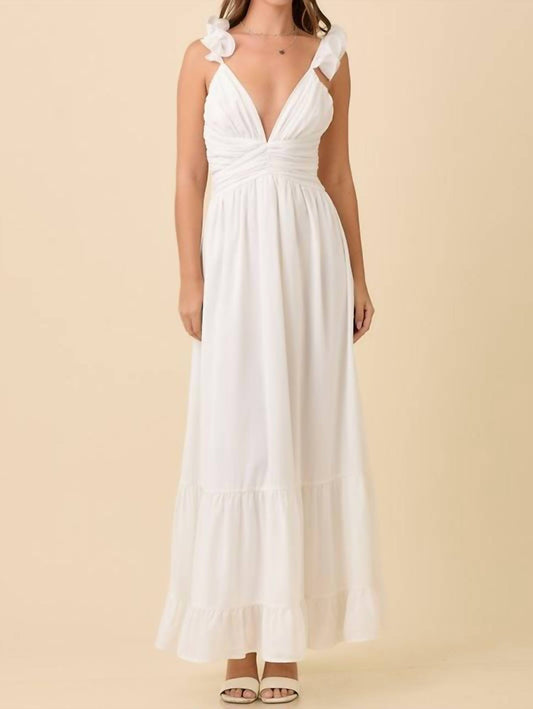 Main Strip - Maxi Ruffle Sleeve Dress with Back Tie