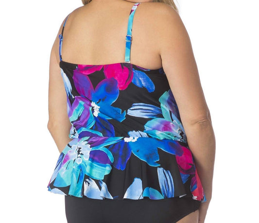 Maxine Of Hollywood - Plus Size Peplum Tankini Top