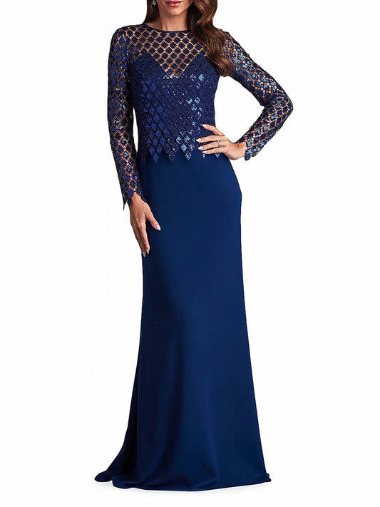 Tadashi Shoji - Sequined Diamond Crepe Gown