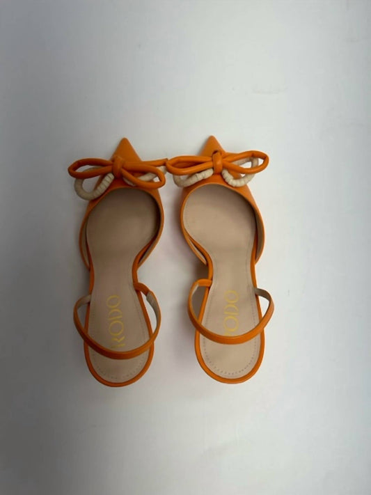 SLING BACK CALF/RAFFIA BOW