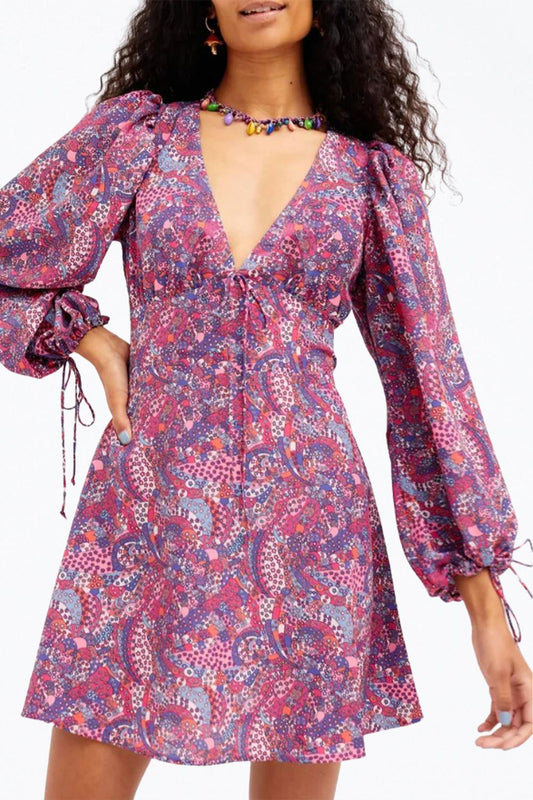 For Love & Lemons - TONYA OPEN-BACK LONG SLEEVE MINI DRESS