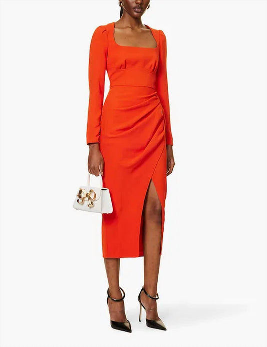 Self-Portrait - Women's Crepe Ruched Midi Dress