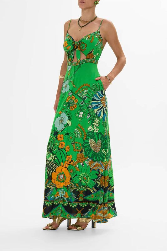 Camilla - Tie Front Cut Out Maxi Dress