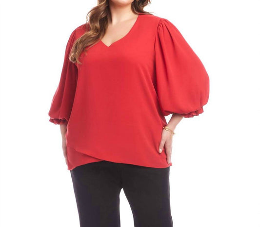 Karen Kane - Layered Sleeve Asymmetric Top - Plus