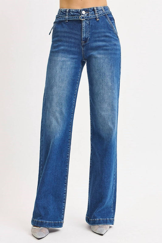 Risen - High Rise Wide Leg Belted Jeans