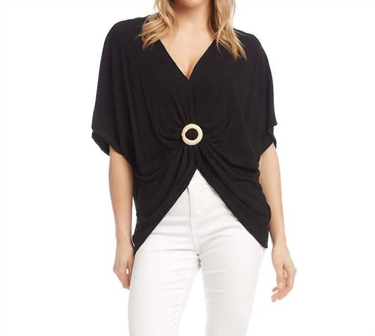 Karen Kane - Short Sleeve Buckle Front Top