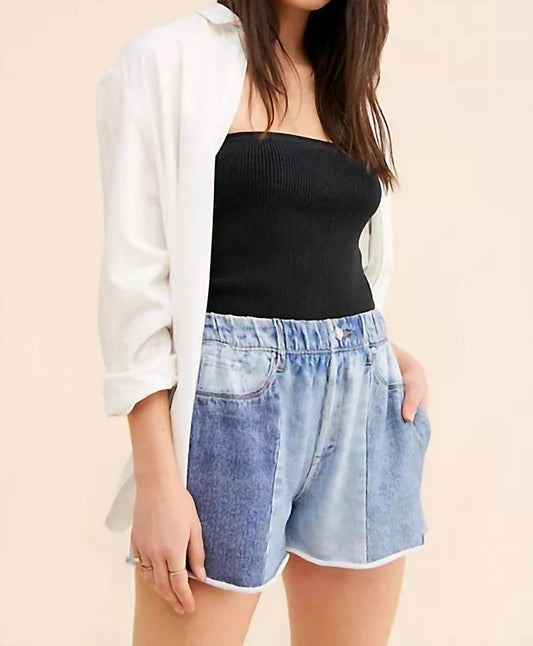Blanknyc - Colorblock Denim & French Terry Pull-on Shorts