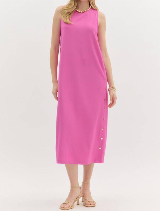 Entro - Solid Rib Textured Midi Dress
