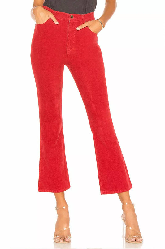 Pam & Gela - Corduroy Ankle Flare High Rise Pants