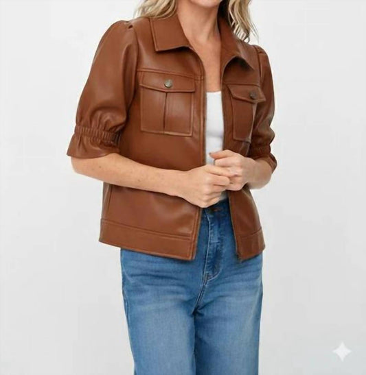 Six/Fifty - Jennie Faux Leather Flutter Sleeve Jacket