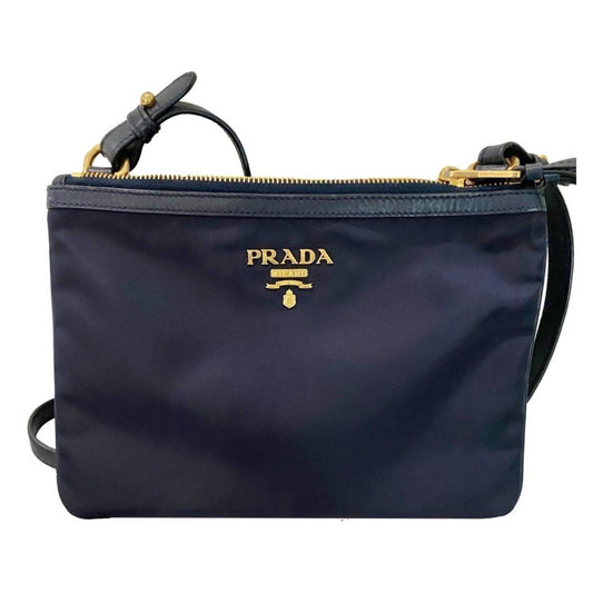 Prada - Women's Tessuto Nylon Zip Calf Leather Crossbody Bag