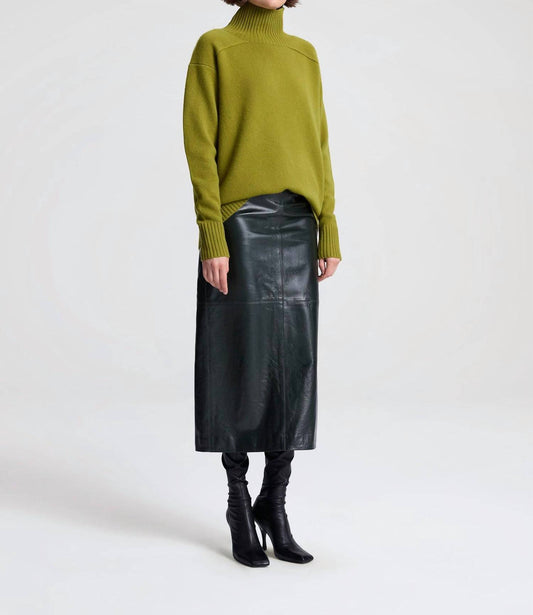 A.L.C. - Marta Glossy Leather Midi Skirt