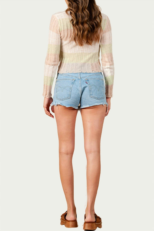 TULIP LGHTWEIGHT OPEN-KNIT STRIPED SWEATER