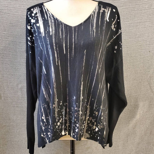 M Made In Italy - Women's Foil Print Crew Neck Top