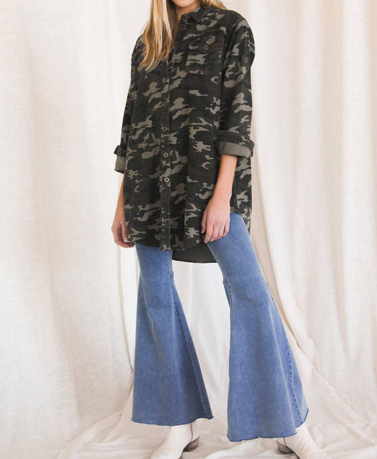Before You - Camo Print Denim Over Shirt