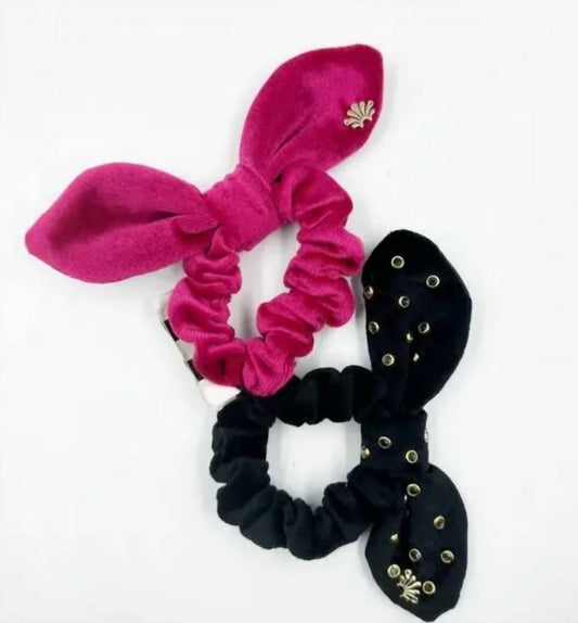 Lele Sadoughi - EMBELLISHED MIXED SET of 2 SCRUNCHIES