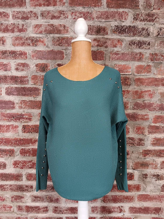 Keren Hart - Women's Pullover Sweater With Studded Sleeve