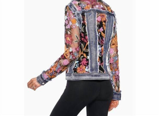 Adore - Denim Jacket With Sheer Floral Embroidery