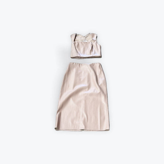 Lucy Paris - Women's Faux Leather Top And Skirt Set