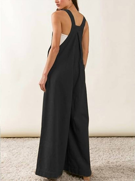 Bibi - Vintage Washed Corduroy Wide Leg Overalls - Plus