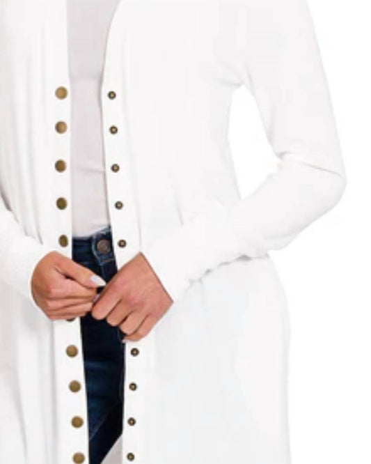 Zenana - Full Sleeve Long Snap Cardigan