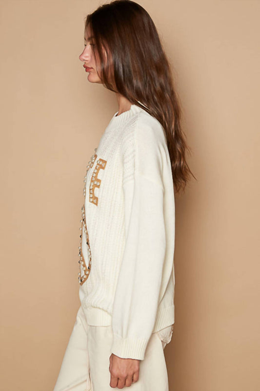 Pol - PEACE PEARL STUD SWEATER