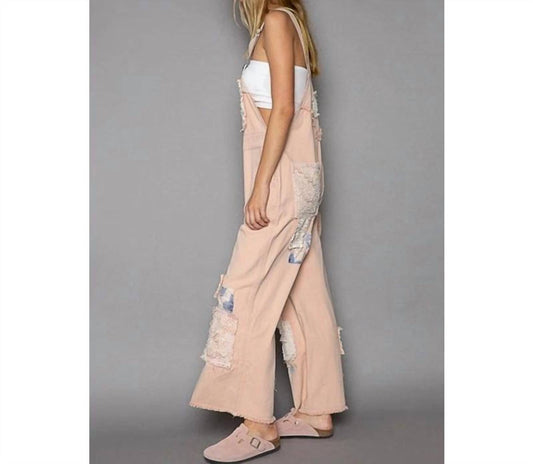 Pol - Crochet Patchwork Detail Casual Denim Overalls