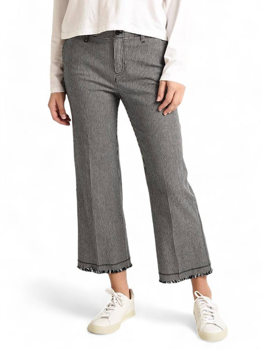 Atm - RAILROAD STRIPE FRAYED HEM PANT