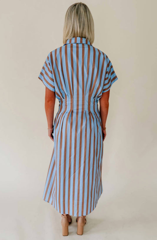 Thml - Fall Social Striped Button Up Maxi Dress