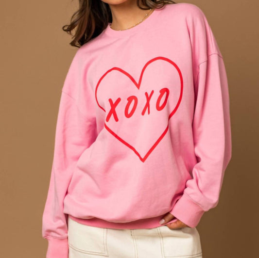 Zenana - I'll Be Loving You Xoxo Oversized Sweater