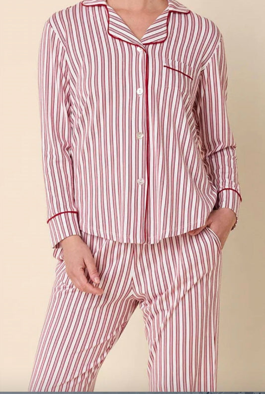 The Cat'S Pajamas - Holiday Stripe Pima Knit Long Sleeved Set