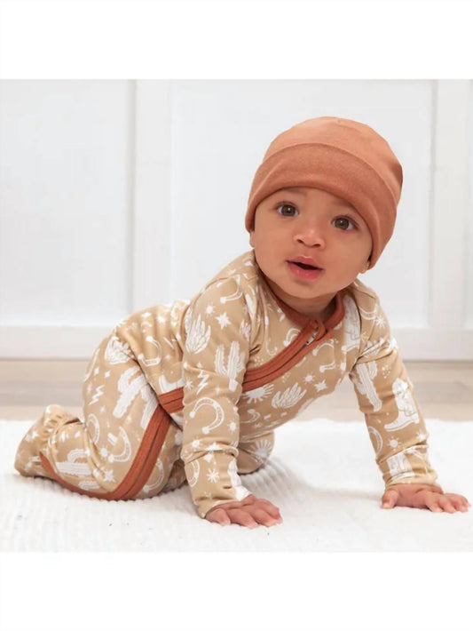Tesa Babe - Baby's Wild West Long Sleeve Footed Zipper Romper