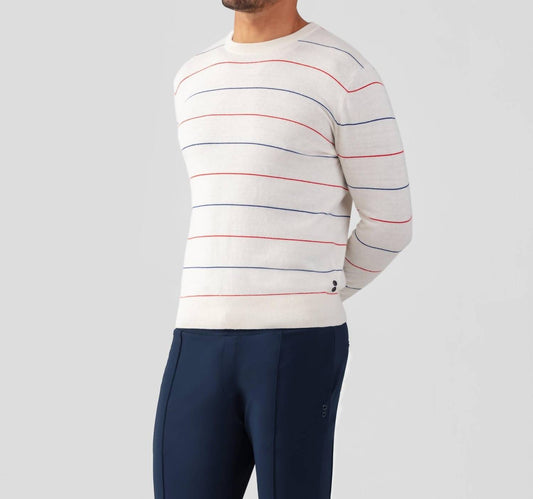 Ron Dorff - RON DORFF COTTON-SILK CASHMERE SWEATER W. TENNIS STRIPES - 2 COLORS